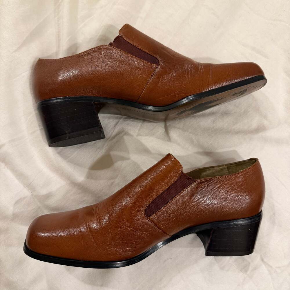 Belle Brown Leather Slip On Shoes - Women's Size 6.5M - Picture 4 of 5